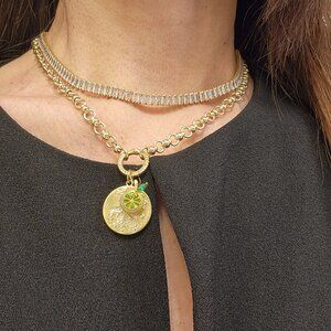 Set of tennis necklace and  tennis bracelet gold plated NEW